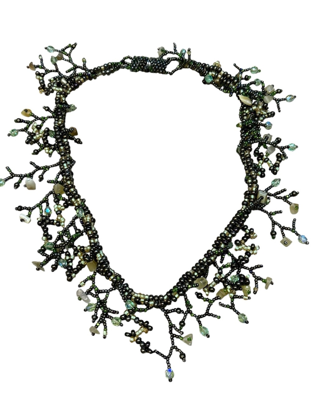 Handmade Peruvian Beaded Coral Branch Statement Necklace
